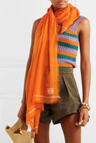 Thumbnail for your product : Loewe Embroidered Cashmere And Cotton-blend Scarf
