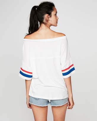 Express Chicago Cubs Off The Shoulder Dolman Tee