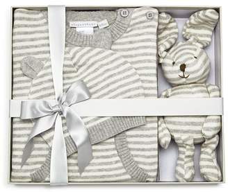 Elegant Baby Unisex Striped Coverall, Hat & Bunny Gift Set, Baby - 100% Exclusive