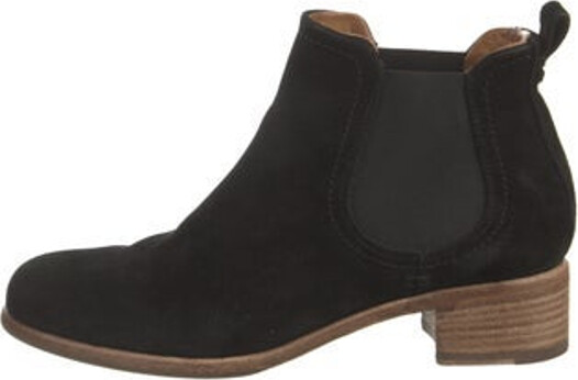 Alberto Fermani Suede Ankle Chelsea Boots Black Round-Toes Platform