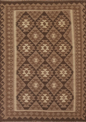 Dakota Fields Brown Kilim Reversible Wool Area Rug 5x7
