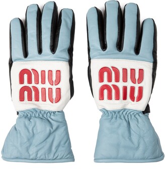 Miu Miu Logo Patch Two-Tone Gloves