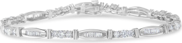 Haus of Brilliance 10K White Gold Geometric Pattern Diamond Tennis Bracelet