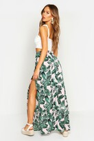 Thumbnail for your product : boohoo Palm Print Side Split Maxi Skirt