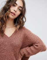 Thumbnail for your product : Religion fluffy knit oversized v-neck cable knit sweater