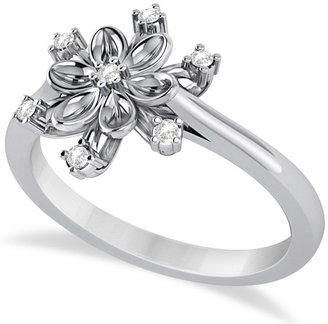 Women's Prong Set Diamond Snowflake Fashion Ring in 14k White Gold .07 carat
