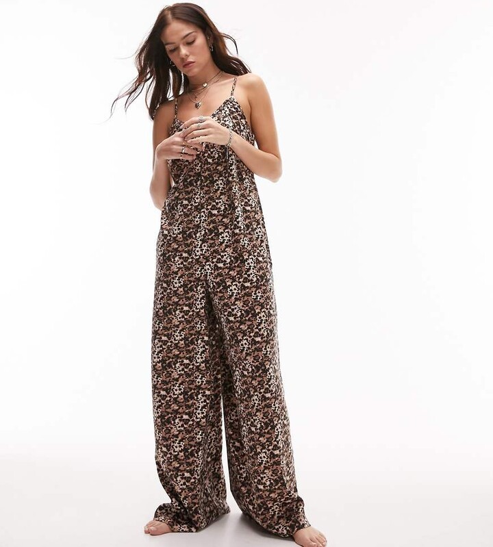 Topshop shirred bodice jumpsuit in ditsy floral print ShopStyle