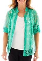 Thumbnail for your product : Alfred Dunner Beekman Place Layered Burnout Shirt with Necklace