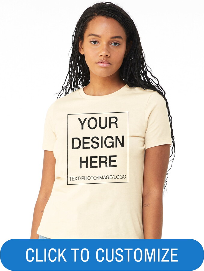BELLA+CANVAS Women's Crew Neck Personalized T-Shirt, Create your own Designs, Natural, Extra Large