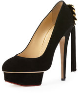 Thumbnail for your product : Charlotte Olympia Fantastic Dolly Suede Fan Tassel Pump, Onyx