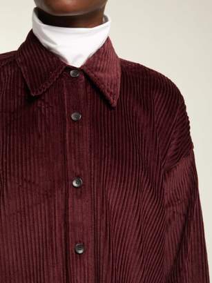 Isabel Marant Hanao Cropped Cotton Corduroy Shirt - Womens - Burgundy