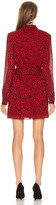 Thumbnail for your product : Saint Laurent Long Sleeve Leopard Mini Dress in Red & Black | FWRD
