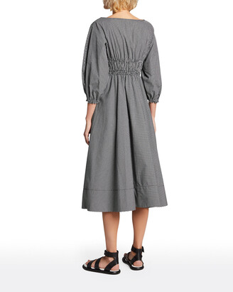 Proenza Schouler White Label Yarn-Dyed Plaid Full-Sleeve Midi Dress