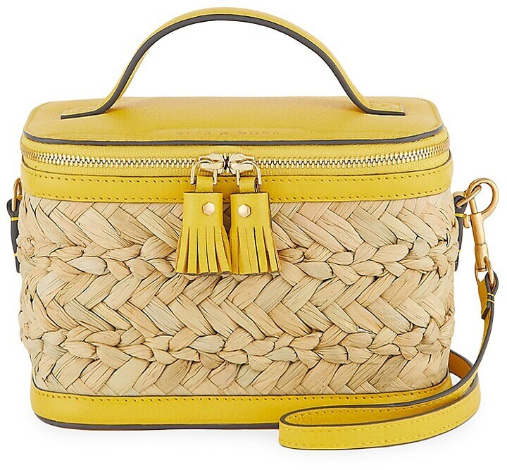 Anya Hindmarch Bits & Bobs Raffia & Leather Crossbody Bag ShopStyle