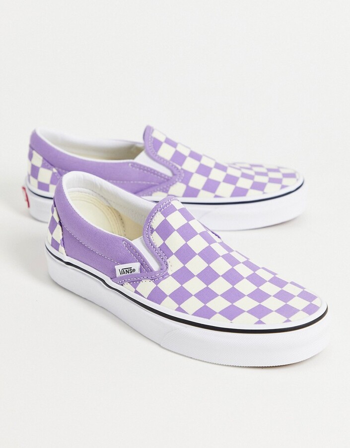 Vans Classic Slip-On Checkerboard sneakers in violet - ShopStyle