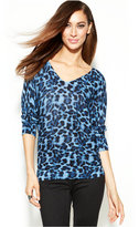 Thumbnail for your product : INC International Concepts Animal-Print V-Neck Sweater