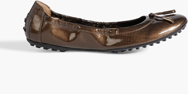 Tod's Dee printed patent-leather ballet flats