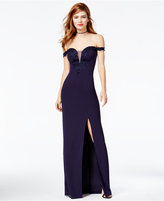 Thumbnail for your product : Teeze Me Juniors' Lace-Detail Off-The-Shoulder Gown