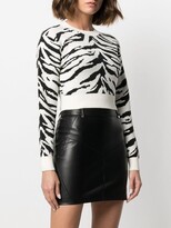 Thumbnail for your product : Self-Portrait Zebra-Print Cropped Jumper