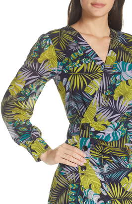 Sam Edelman Tropics Long Sleeve Chiffon Midi Dress