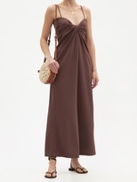 Thumbnail for your product : Valentino Twisted Silk-blend Crepe Midi Dress - Brown