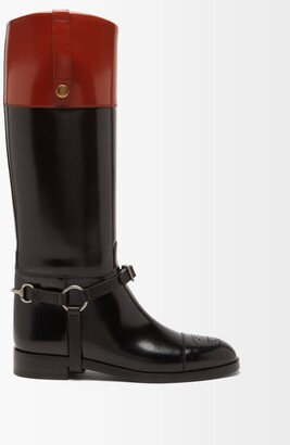 Gucci Zelda Harness-embellished Leather Knee-high Boots - Black