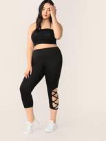 Thumbnail for your product : Shein Plus Cutout Lace Up Side Crop Leggings