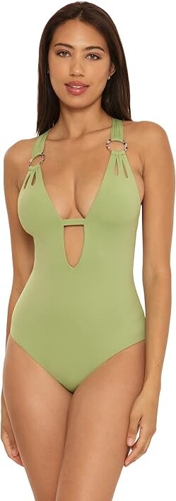 Becca BECCA Color Code Skylar Plunge One-Piece (Sage) Women's Swimsuits One  Piece - ShopStyle