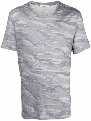 XL Zadig & Voltaire Mens Stockholm Linen T-Shirt Grey 