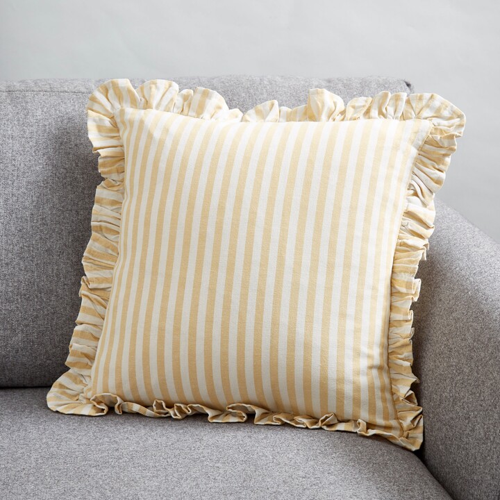 Dunelm Frilled Stripe Cushion Cover Ochre (Yellow) ShopStyle