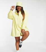 Thumbnail for your product : Collusion Plus oversize twill mini shirt dress in yellow