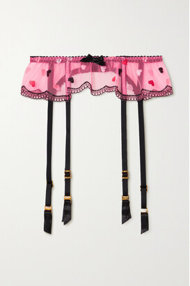 Agent Provocateur Conny Scalloped Embroidered Stretch-tulle Suspender Belt - Pink