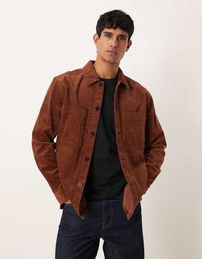 Arket corduroy over shirt in chocolate brown