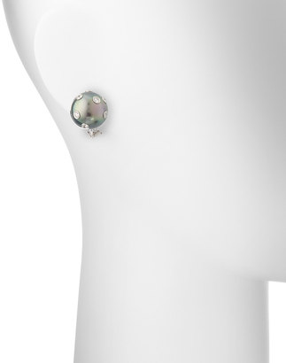 Assael Tahitian Pearl & Bezel-Set Diamond Button Clip Earrings