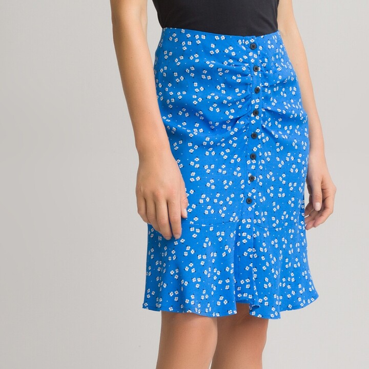 La Redoute Collections Floral Mini Pencil Skirt with Button Fastening -  ShopStyle