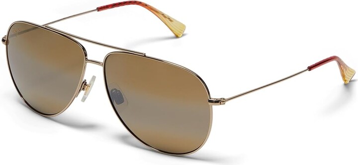 Maui Jim Hauoli XL Fashion Men's Sunglasses Shiny Lt Gold w/Orange&Yellow : 62mm, Polycarbonate