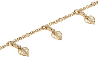 Kiki McDonough 18kt yellow gold Lauren diamond plain leaf bracelet