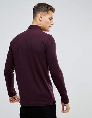 Tom Tailor Polo With Long Sleeves In Burgundy