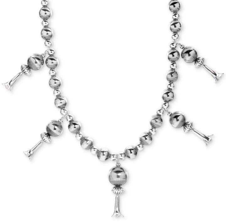 American West Multi-Bead Dangle Statement Necklace in Sterling