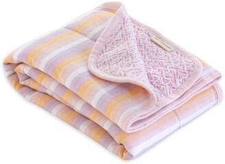 Burt's Bees Watercolor Sunset Stripe Reversible Soft Baby Blanket Made With Organic Cotton