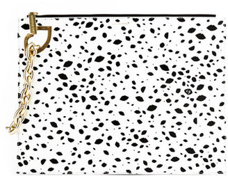 Lulu Guinness Spot Hug and Hold Chain Wristlet Leather Clutch Bag Black/White