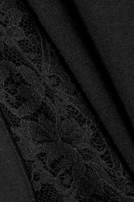 I.D. Sarrieri After Hours Lace-trimmed Cotton-blend Fleece Track Pants - Black