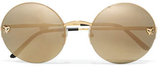 Cartier Panthère Round-frame Gold-plated Mirrored Sunglasses - one size