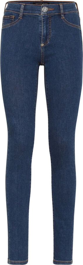 Logo-Appliqué Mid-Rise Skinny Jeans
