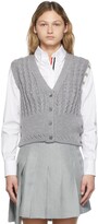 Thumbnail for your product : Thom Browne Grey Merino Wool Pointelle Cable 4-Bar Cardigan