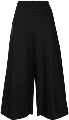 Issey Miyake Pleated Stripe Cropped Culottes