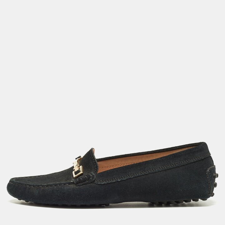 Tod's Black Suede Horsebit Loafers