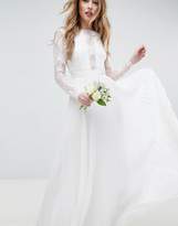 Thumbnail for your product : ASOS Edition EDITION Long Sleeve Lace Bodice Maxi Wedding Dress with Pleated Skirt