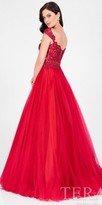Thumbnail for your product : Terani Couture Illusion Rhinestone Applique Gathered Ball Gown