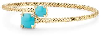 David Yurman Châtelaine Bypass Bracelet with Turquoise & Diamonds in 18K Yellow Gold